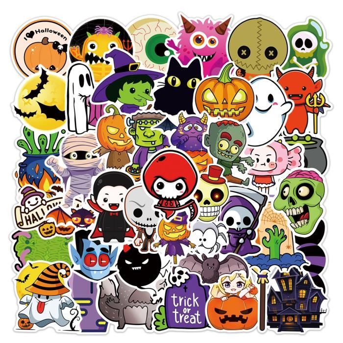 Autocollant de graffiti de personnage de dessin animé d'Halloween * 52PCS  PVC autocollant cadeau pour enfants L50-346B - Cdiscount Au quotidien