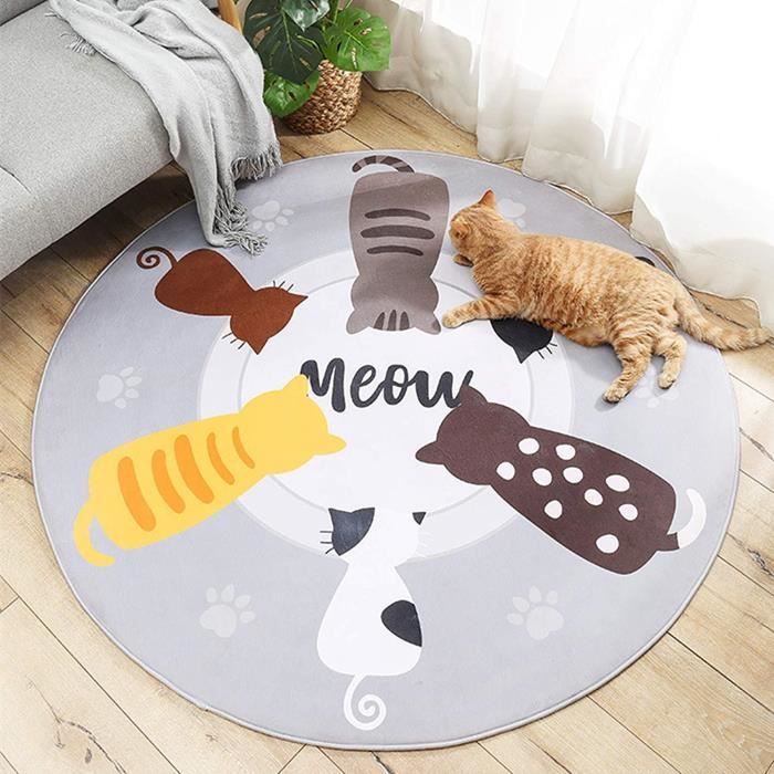 Tapis Rond Coton Doux 90cm (35") - Pour Salon, Chambre Enfant, Bébé, Anti-Allergique, Coussin Sol, Playmat