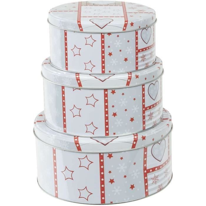 Brandsseller Lot De 3 Boîtes à Biscuits En Métal - Boîtes Rondes