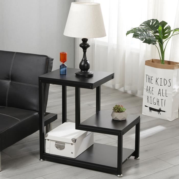 dlandhome bout de canape en forme l table d appoint meuble de telephone table de chevet support de fleur pour salon chambre noir cdiscount maison