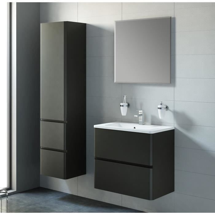 Ensemble Meuble De Salle De Bain Noir Laque Mat Achat Vente