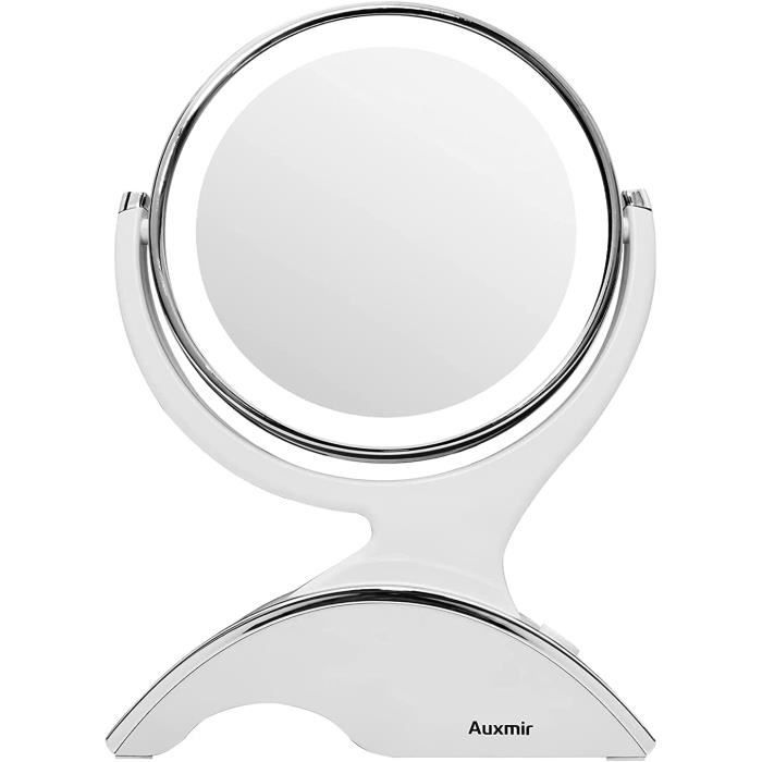Miroir Maquillage Lumineux OTraki 10X/1X – LED 3 Couleurs, Rechargeable, Portable Avec Accessoires