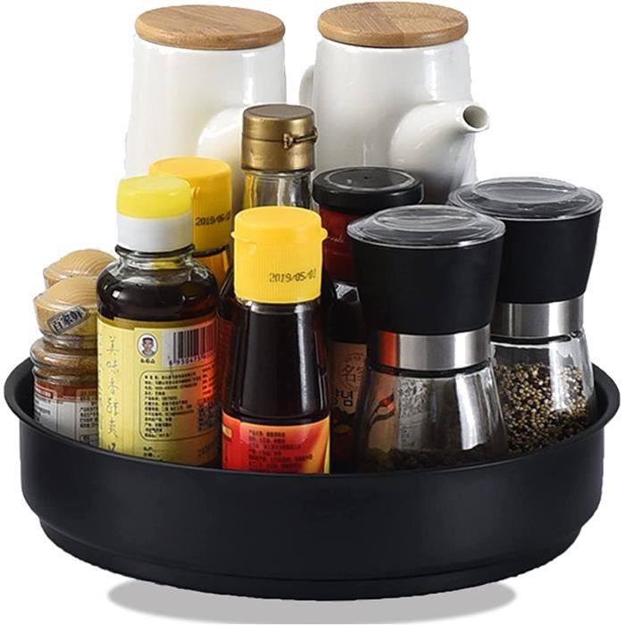 Étagère à épices Tournante - Acier Inoxydable 304 - Plateau Pivotant 360° - Pour Ranger épices, Pots, Produits Cuisine