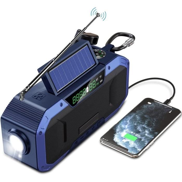 Radio Réveil Portable DAB+-DAB-FM, Solaire et Manivelle, 5000mAh