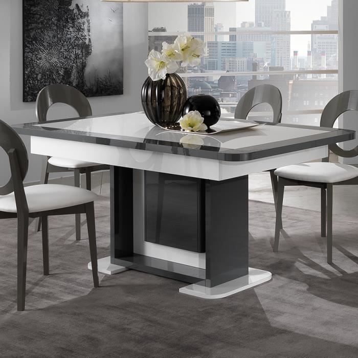 Table Extensible Design Blanc Et Gris Laque Laurene Blanc L 220 X P 45 X H 85 Cm Achat Vente Table A Manger Seule Table Extensible Design Blanc Cdiscount