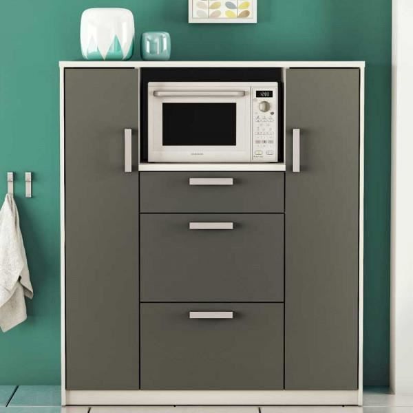 Meuble Bas De Cuisine Micro Ondes Blanc Gris Nyonu Gris Bois