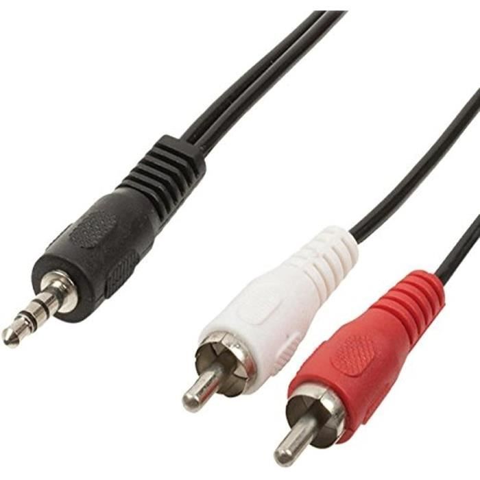 Câble Adaptateur Audio Jack 3,5 mm stéréo mâle vers 2X RCA mâles 1,50 m Noir[L420]