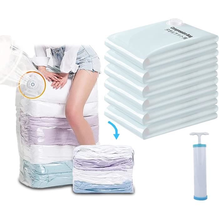 Lot De 6 Sacs De Compression Sous Vide 100x80 Cm – ELEPRUC PA+PE Ultra Résistant, Gain De Place Voyage & Rangement Maison