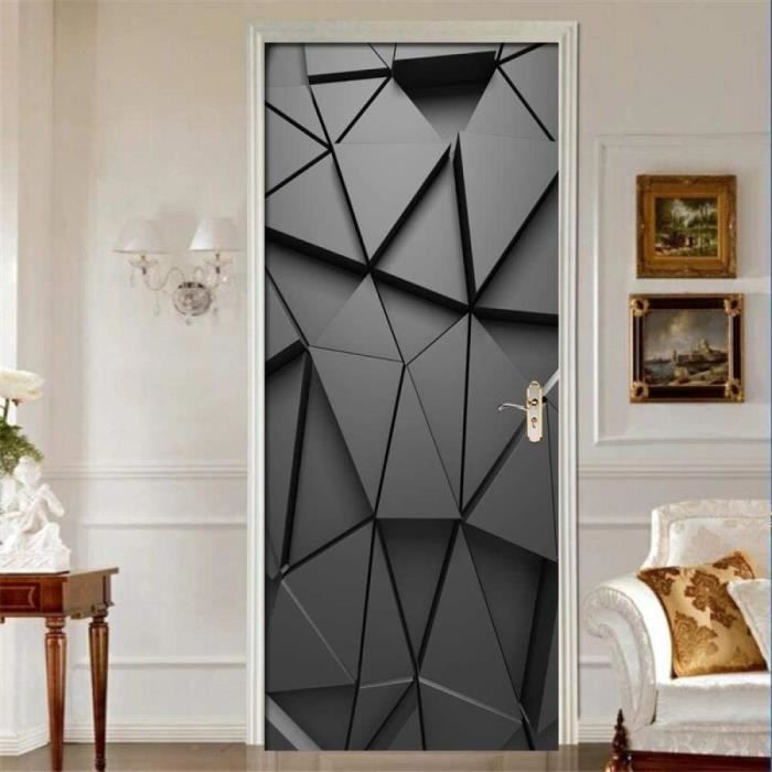 Autocollant De Porte 3D Joueur De Basket - Design Abstrait, PVC étanche Amovible, 83x205 Cm - Décoration Intérieure Facile à Poser