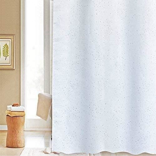 Probath Rideau De Douche Textile Blanc Extra Long 220x220 Cm Avec Anneaux Inclus, Idéal Pour Hauts Plafonds