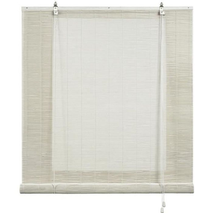 Store enrouleur en bambou naturel STORESDECO Blanc Tamisant