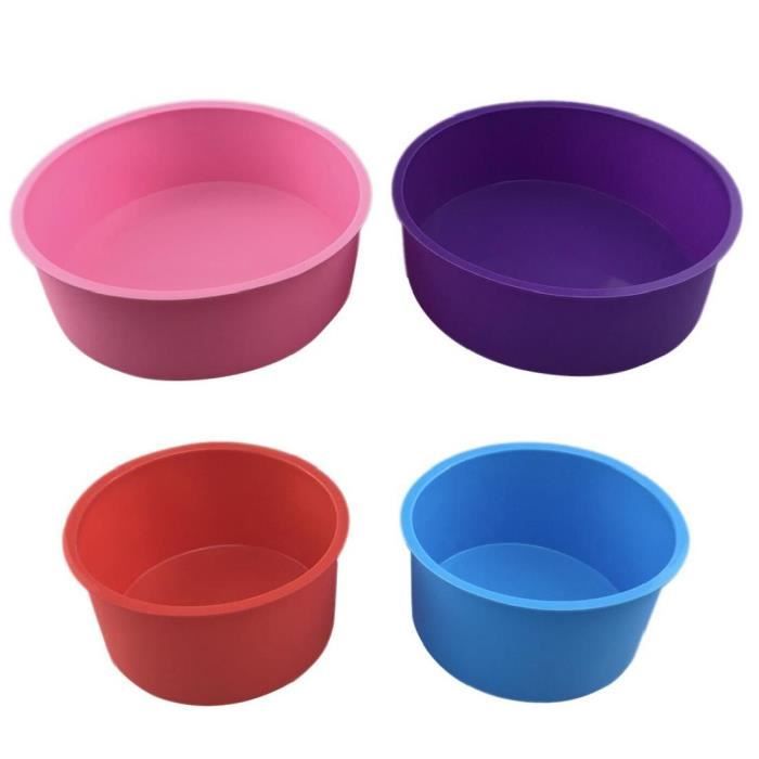 Gateau Silicone Moules A Gateau Rond Tins Pan Ensemble A Gateau Rond De Silicone Faire Cuire Plaque 4pcs Cdiscount Maison