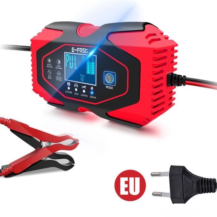 UE Chargeur de batterie de voiture 3a, affichage LCD, pour batterie au Lithium, pour moto