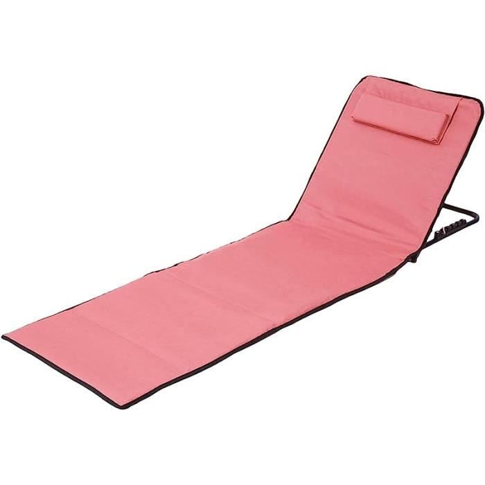 Chaise longue pliante rembourre de plage avec dossier chaise longue portable pour la plage jardin pelouseOrange ORANGE
