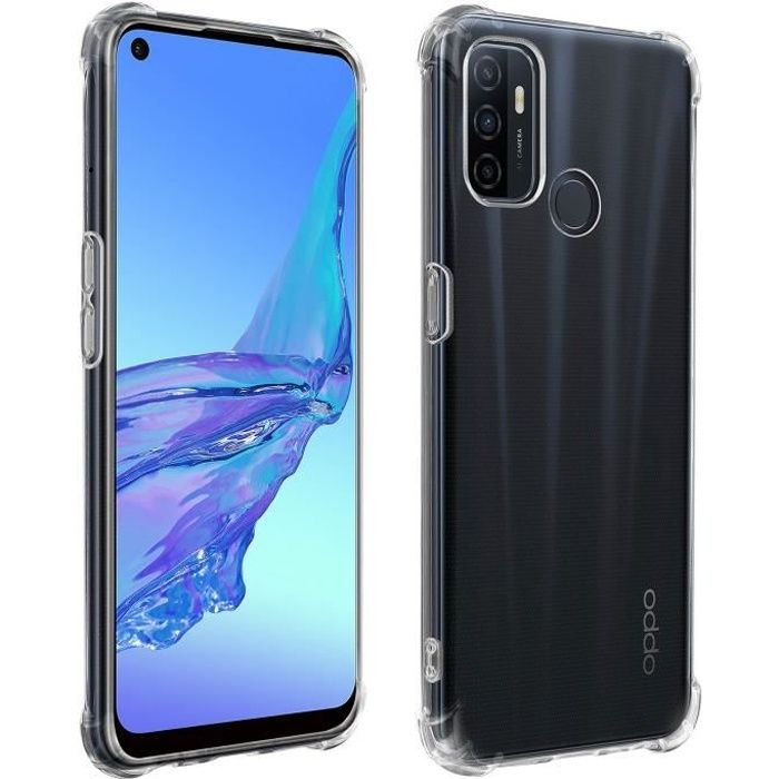 Coque Oppo A53 / A53s Flexible Antichoc Coins Bumper Transparent Blanc