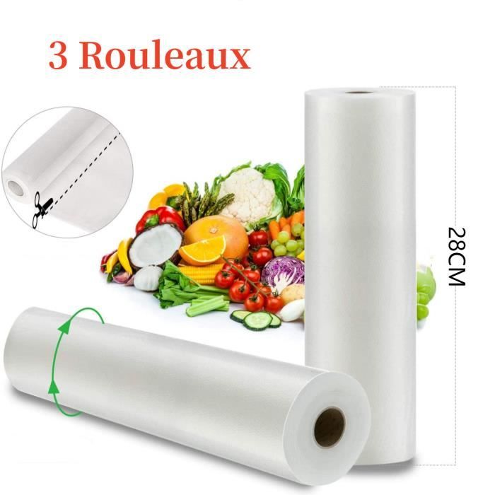 Rouleaux Sacs Sous Vide Alimentaire - 5 Rouleaux 28cm X 300cm - Compatible Toutes Machines - Sans BPA - Conservation Nourriture