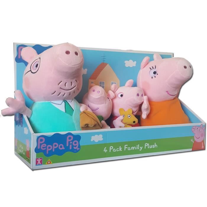 Jouet Peluche Peppa Pig - Famille - 4 Figurines - Rose - Coloré - Intérieur - Enfant - 3 ans