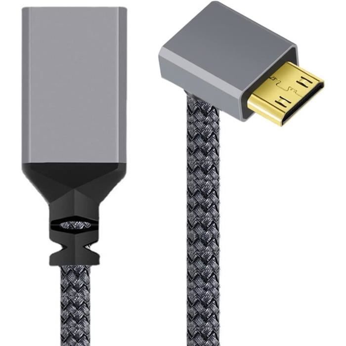 Câble D'Extension Ethernet LAN Coudé 90° 50cm Cat 5e RJ45 Mâle Vers Femelle - Idéal Espaces Réduits