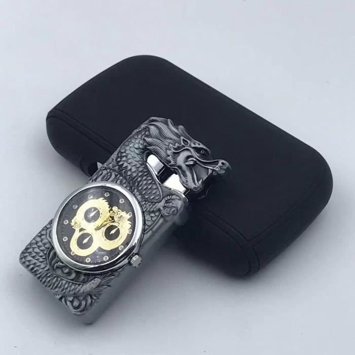 Briquet vintage en métal à motif floral, rechargeable au butane