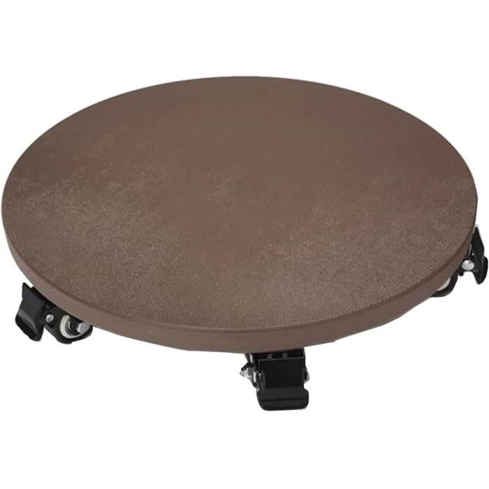 Support à Roulettes Pour Plantes - Chariot Pot De Fleur Rond 35cm En Bois