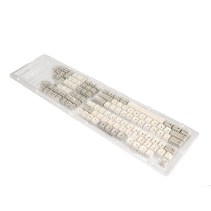 Keycaps Transparents MDA 131 Touches - Compatibles Claviers Mécaniques 60% à 100%, Polycarbonate, Cristal Noir/blanc
