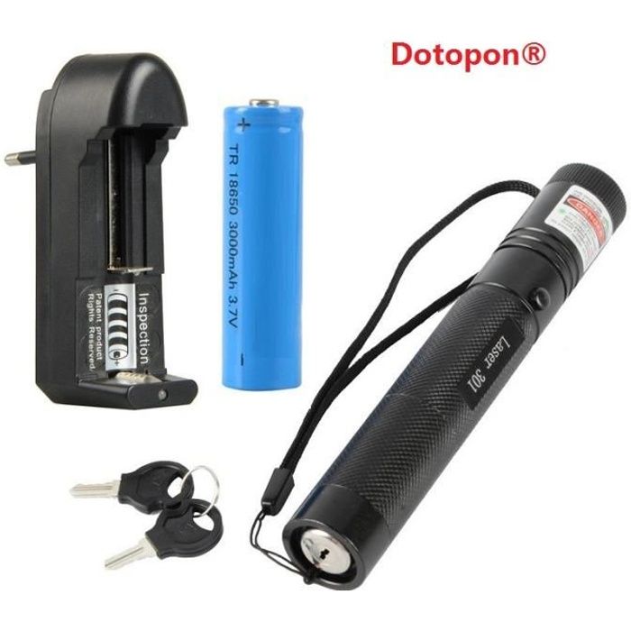 Dotopon®Pointeurs Laser 301 stylo pointeur laser vert 532nm Mise au point réglable avec Batterie + Chargeur UE