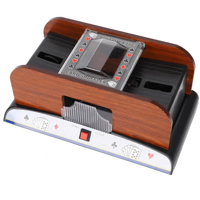 Mélangeur de cartes automatique, mélangeur de cartes en bois de poker à 2 cartes Machine de mélangeur électronique de cartes à