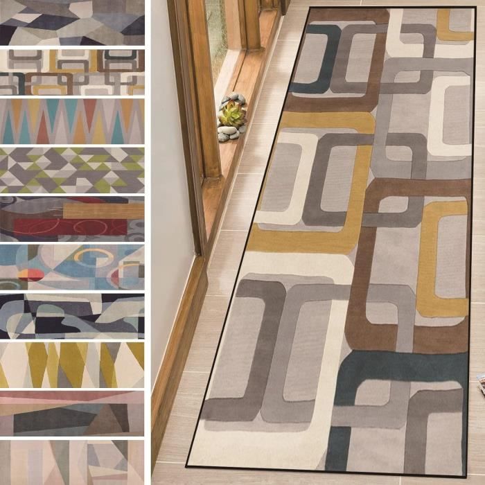 SHACOS Tapis de Couloir Extra Long Antidérapant 60x300cm Tapis de Passage Vintage à Poil Court Doux Tapis de Cuisine Devant Evier Tapis de Sol Entree Interieur Long pour Couloir, Cuisine, Chambre