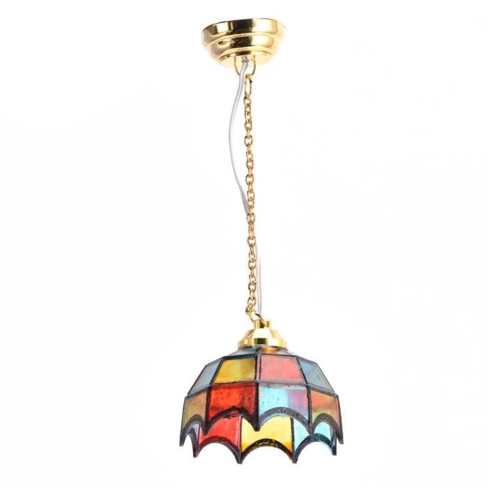 FONGKNOX Lustre Miniature 1:12 – Cinq Têtes, Alliage Doré Et Blanc, 14 Cm De Haut, Pour Maison De Poupée, Salon, Chambre