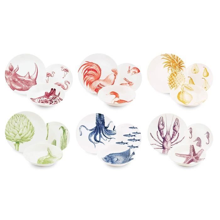 Excelsa Flora - faune Service Assiettes céramique multicolore - 62799 Excelsa Flora - faune Service Assiettes céramique multicolore - 62799