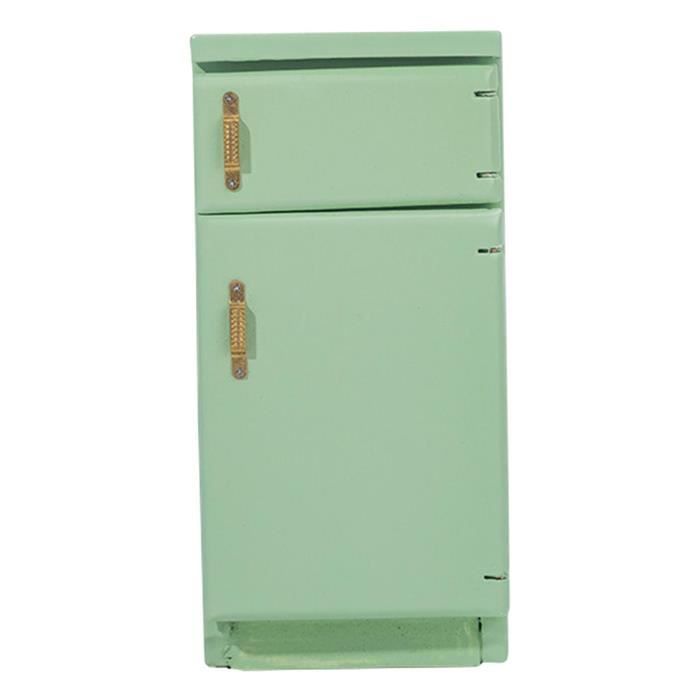 Réfrigérateur Miniature 1:12 Pour Maison De Poupée - Meuble Blanc En Bois, Accessoire Décoratif Cuisine