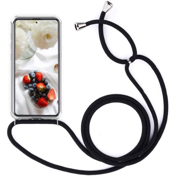 CaseLover Ultra Mince Transparente Silicone Premium Housse /Étui de T/él/éphone avec Cordon Collier Tour de Cou Lani/ère pour Xiaomi Redmi Note 9S Noir Coque Collier pour Xiaomi Redmi Note 9S//Note 9 Pro