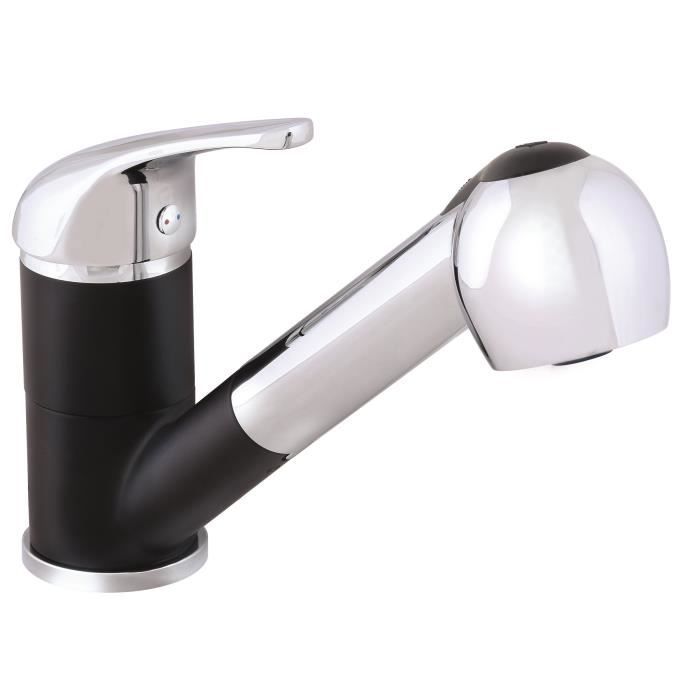 laggi mitigeur evier douchette saturnos chrome noir cdiscount bricolage