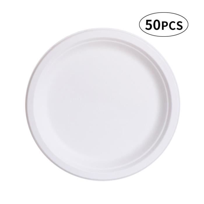 50pcs Assiette Jetable Pique Nique De Gateau De Parti Blanc 10 Cdiscount Maison