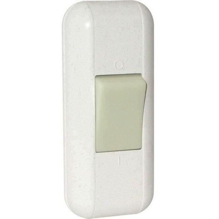 Interrupteur à touche luminescente - 2 A - blanc