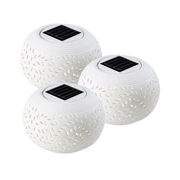 Lampe à LED solaire - Méditerranée - 3 ampoules - Porcelaine - Extérieur - Design contemporain
