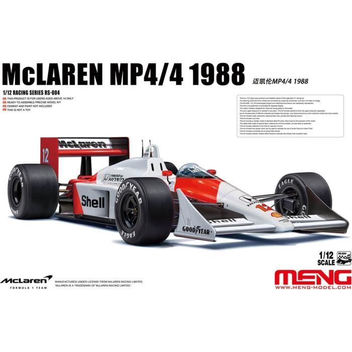 Maquette formule 1 - McLaren MP4/4 1988 - MENG - Rouge - Plastique