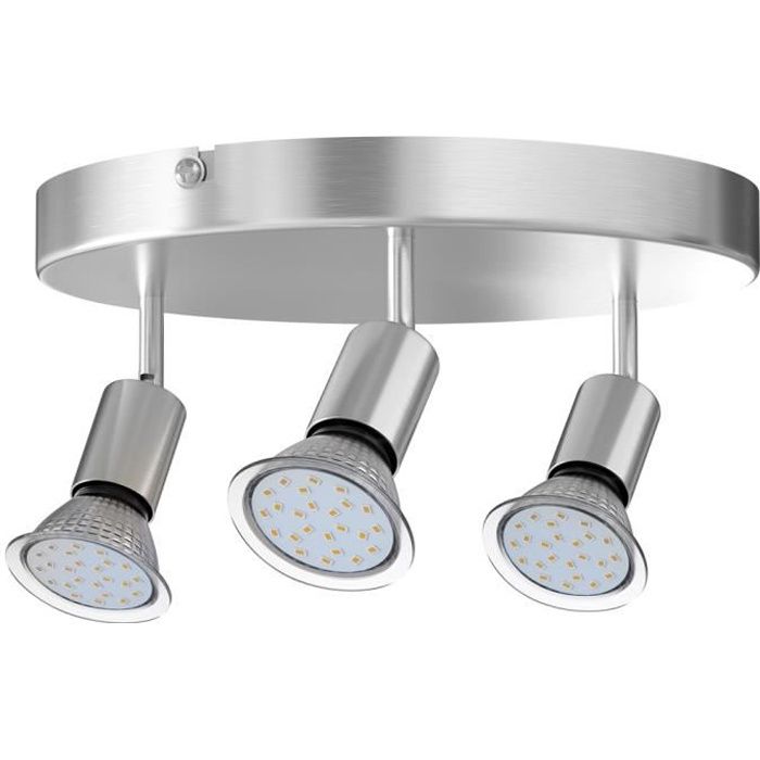 Plafonnier 3 spots orientables LED Rond Lampe intérieure Éclairage plafond Plafonnier 3 spots orientables LED Rond Lampe intérieure Éclairage plafond