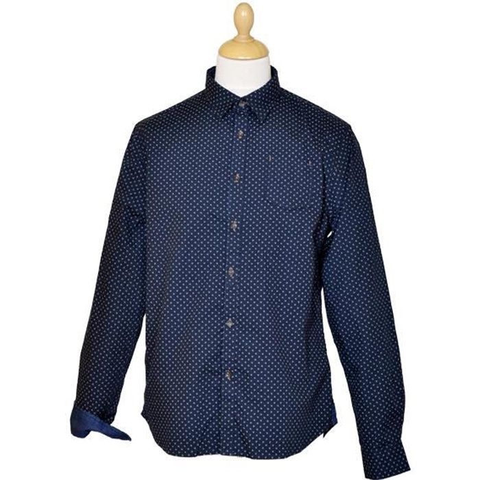 Chemise homme manche longue NO EXCESS - Chemise de couleur bleu nuit