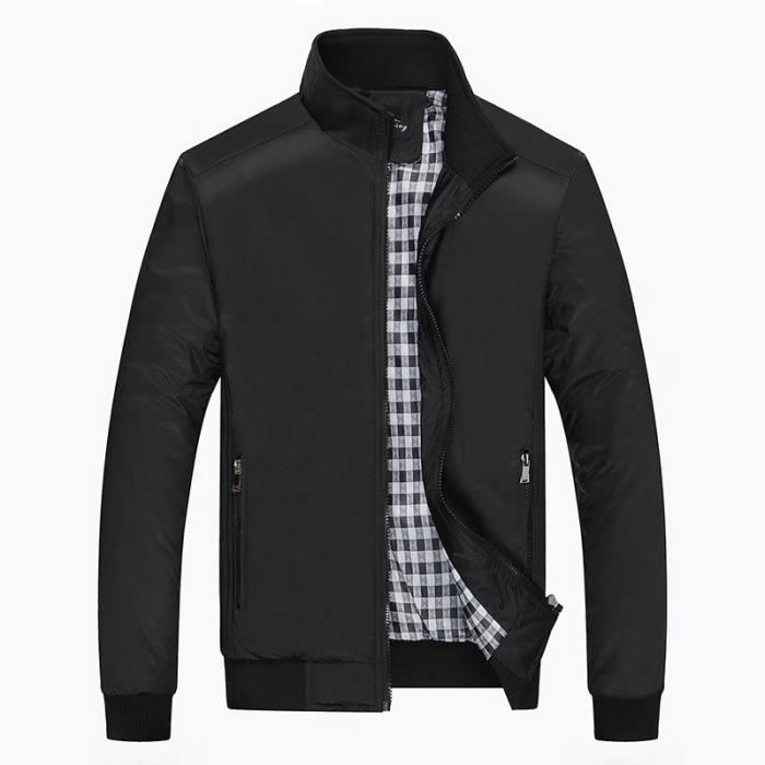 Veste Homme Casual LEOCLOTHO Noir E1109 Manches longues Double poches