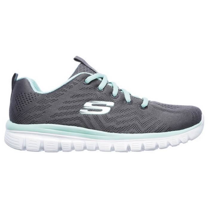 Skechers Baskets Casual Skechers Get-Connected-190872053553 - Gris - Femme - Plat - Textile - Lacets