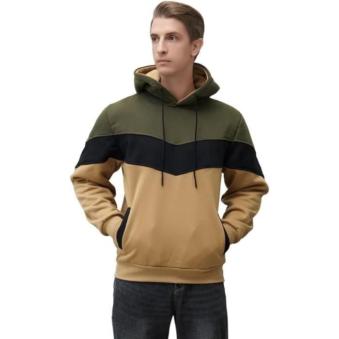 Sweat a Capuche Homme Sweat Manche Longue Pull Sport Slim Fit Casual Automne Hiver Vert Vert Cdiscount Pret a Porter