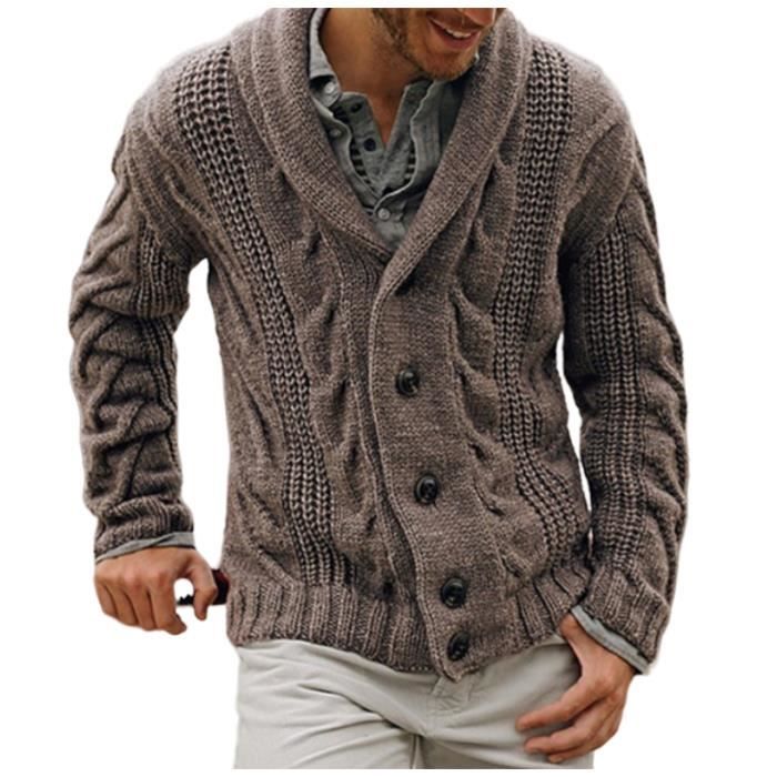 GILET CARDIGAN Cardigan Bouton Homme Manteau Pull Chaud Automne