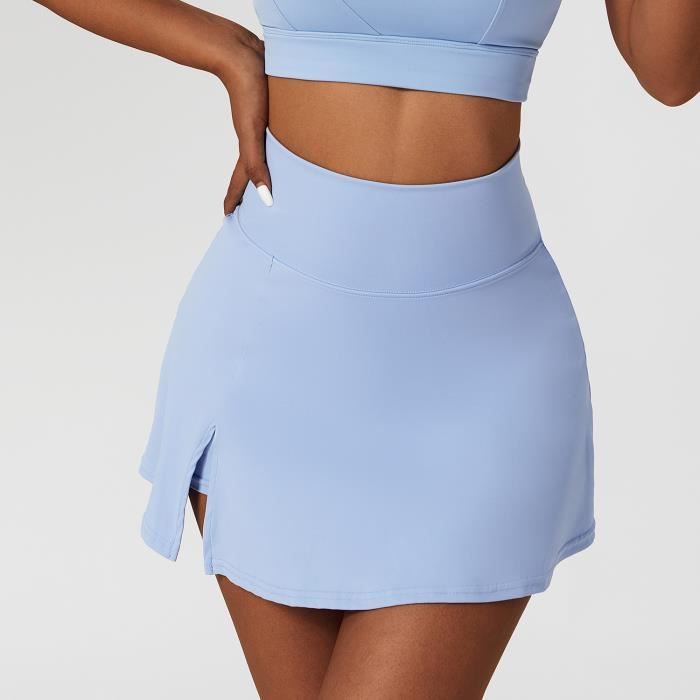 Ensemble de jupe de yoga pour femme haut court de sport soutien gorge de tennis vetements d entrainement Blue culottes Blanc Cdiscount Sport