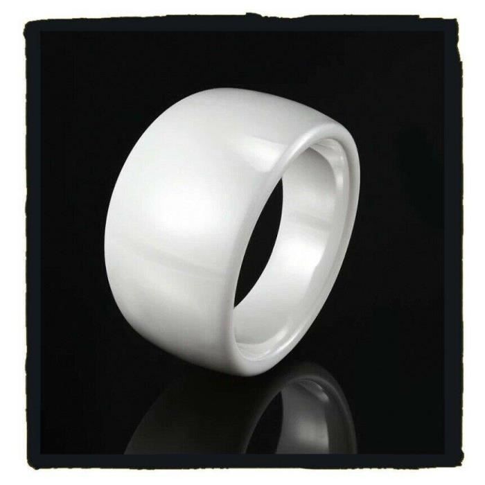 Bague En Céramique Blanche Pure - Taille 62, Large Et Bombée, Lisse | Alliance Neuve Bijouxia
