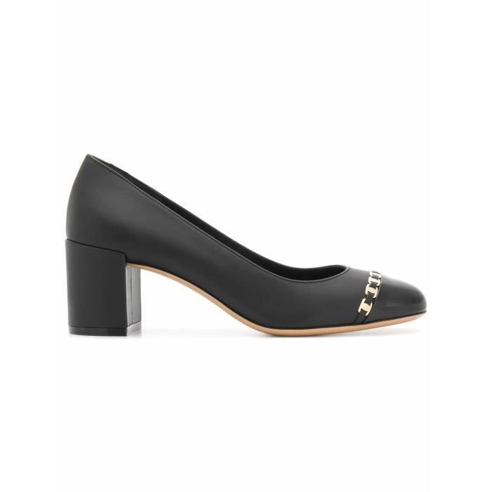 SALVATORE FERRAGAMO FEMME 704010 NOIR CUIR ESCARPINS - Achat / Vente  SALVATORE FERRAGAMO FEMME pas cher - Cdiscount