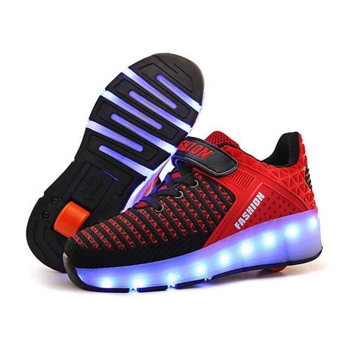 Skateshoes USB Charge Enfant Basket Roulettes Mesh Chaussures LED