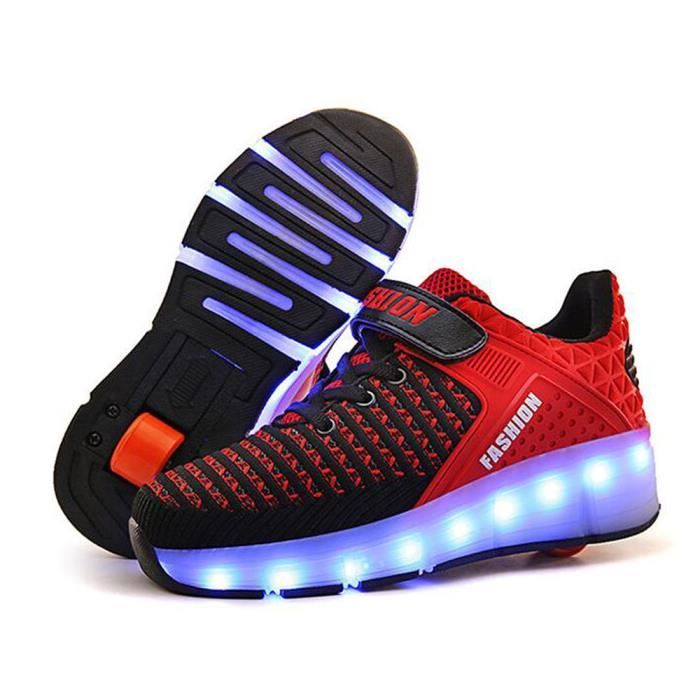 Skateshoes USB Charge Enfant Basket Roulettes Mesh Chaussures LED Lumière  Chaussures Garçons Filles Rouge Sneakers une Roues - Achat / Vente  Chaussures LED Basket Enfant - Cdiscount