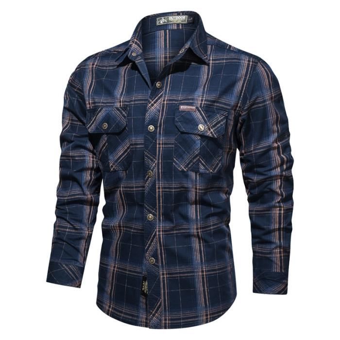 Chemise Chemise carreaux 4XL en pur coton pour homme surchemise