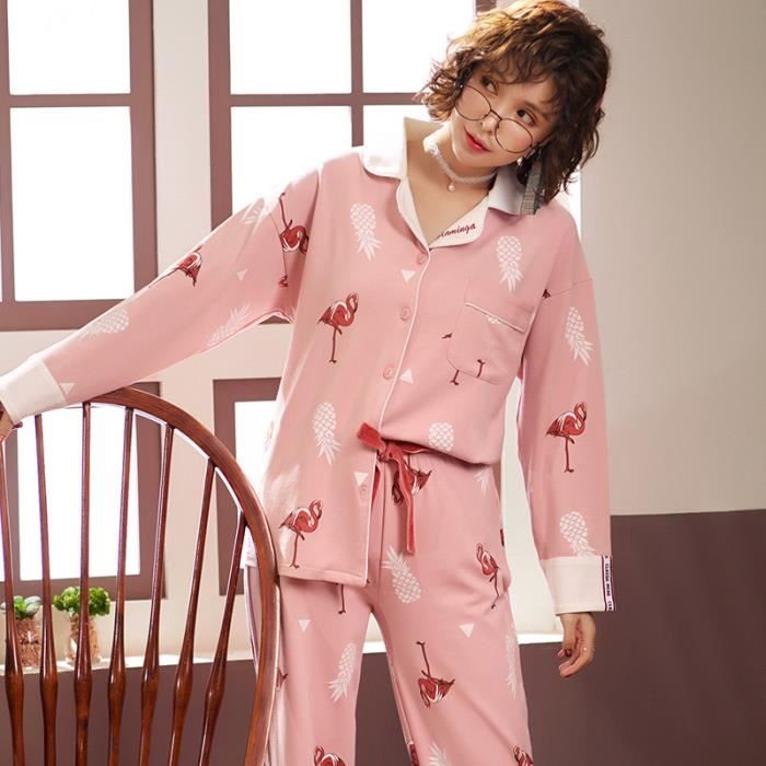 Pyjamas femmes flamant rose manches longues pour 1 Cdiscount
